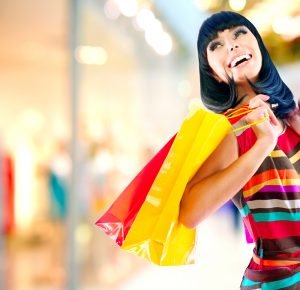 girl smiling face after shopping
